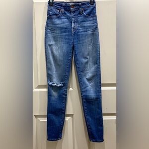 Madewell Curvy High Rise Skinny 25 Distressed Edgy Streetwear Denim Blue Jeans